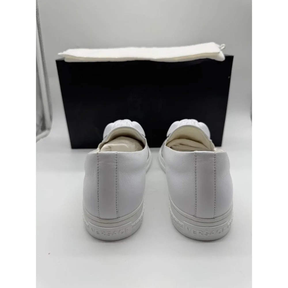 Versace Medusa Head White Leather Slip On Sneakers DSU6123 Men Size 39 NEW